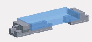 Long workpiece clamped on vice section using extension if fix jaw